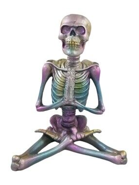 Multicolor Metallic Meditating Yoga Skeleton Halloween Tabletop Decor 8"